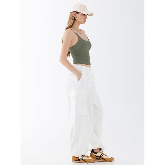 Women's Sleeveless Scoop Neck Cropped Tank Top Summer Casual Y2K Basic - Picture 5 of 6